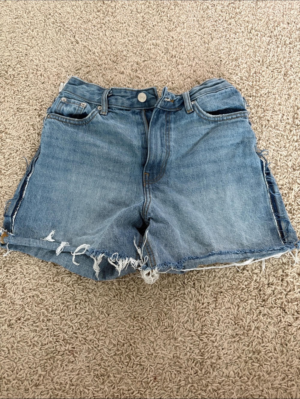 Zara Distressed Denim Cutoff Shorts - Blue